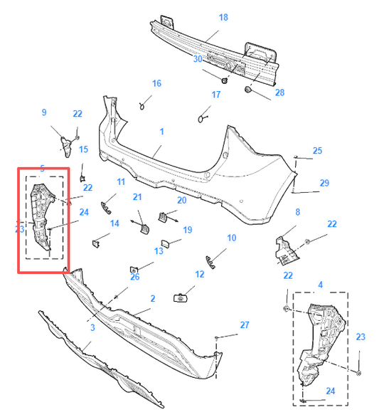 MG4 2022-2026 Rear Left Bumper Bracket