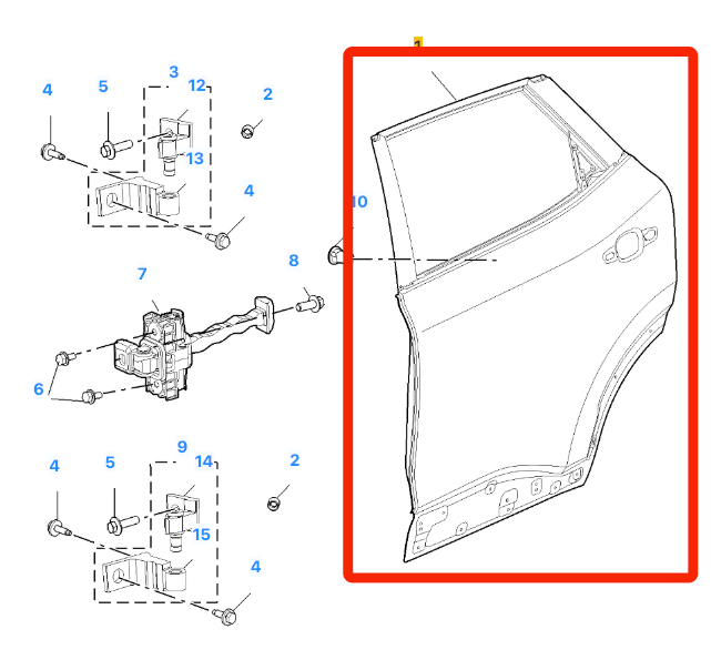 MG HS 2018-2024 Primed Rear Right Driver Side Door Shell Panel RH 10005112-SEPP