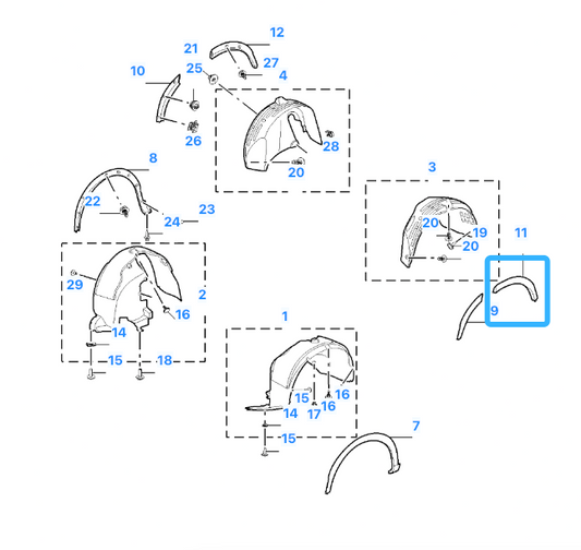 MG HS 2018 -2024 Rear Left Passenger Side Overfender Wheel Arch Trim LH 10646893