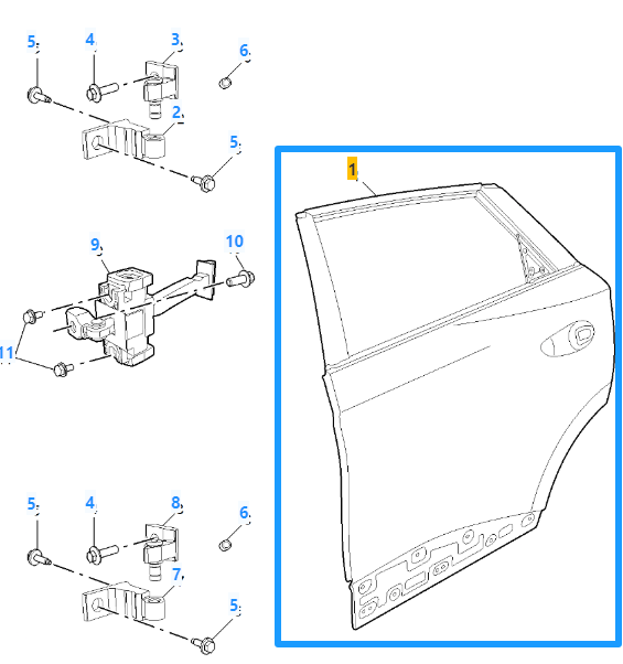 *GENUINE* MG 4 Primed Rear Right Driver Side Door Shell 2022-2025 10936228-SPCP