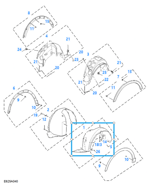 MG ZS 2017-2023 Front Left Passenger Side Wheel Arch Liner Splash Guard LH