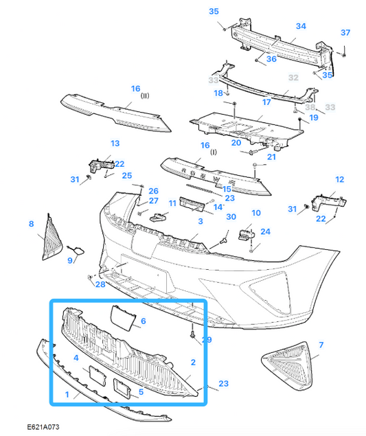 MG 5 TROPHY FACELIFT 2023 - 2024 Front Lower Central Grille With Radar 10854292
