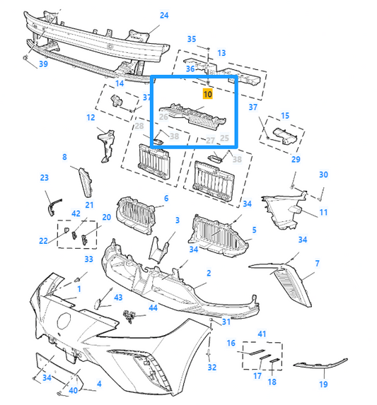 MG 4 EV 2022-2025 Front Bumper Central Crash Bar Bracket Mount - 10977554