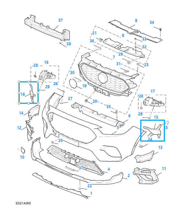 MG ZS 2020-2024 Front Bumper GLoss Black Right Driver Side Fog Lamp Cover