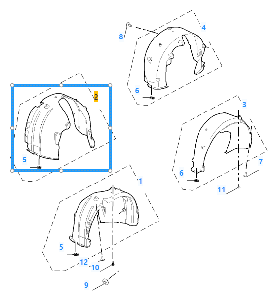 MG 4 2022-2025 Front Right Driver Side Splashguard Wheel Arch Liner - 11371961