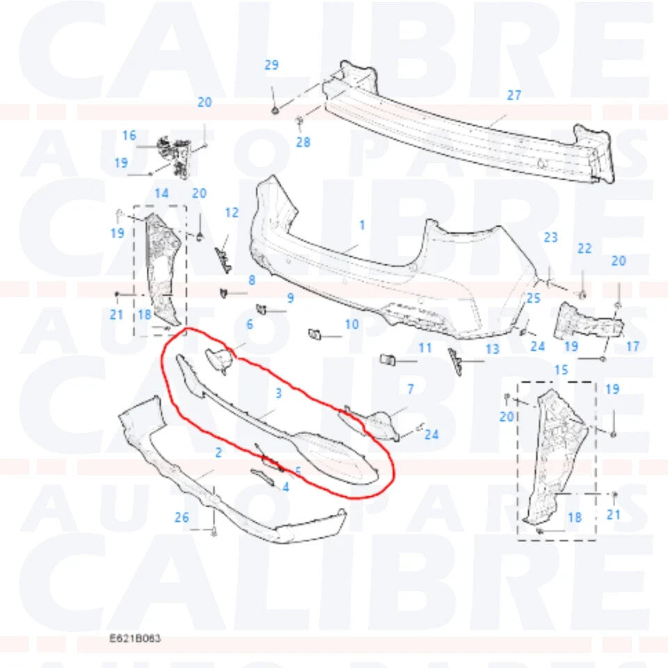 MG HS SE & TROPHY 2022-2024 Rear Bumper Middle Moulding Trim - 10876756