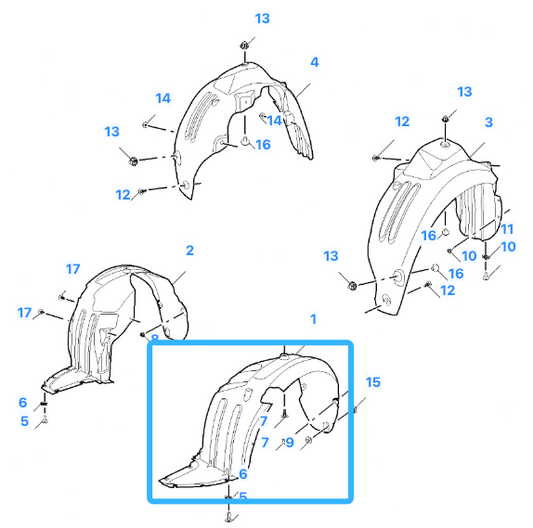 MG 5 2020-2025 Front Left Passenger Side Wheel Arch Liner Mud Splash Guard
