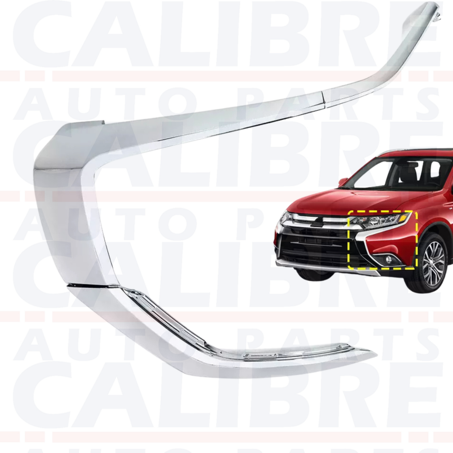 Mitsubishi Outlander 2015-2022 Chrome 3Pcs Left Side Front Bumper Moulding Trim