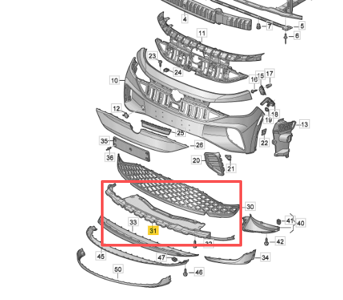 VW ID.4 Front Lower Bumper Under Tray Spoiler Trim