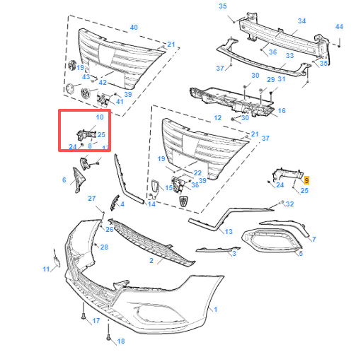 MG5 2020-2026 Front Right Bumper Bracket