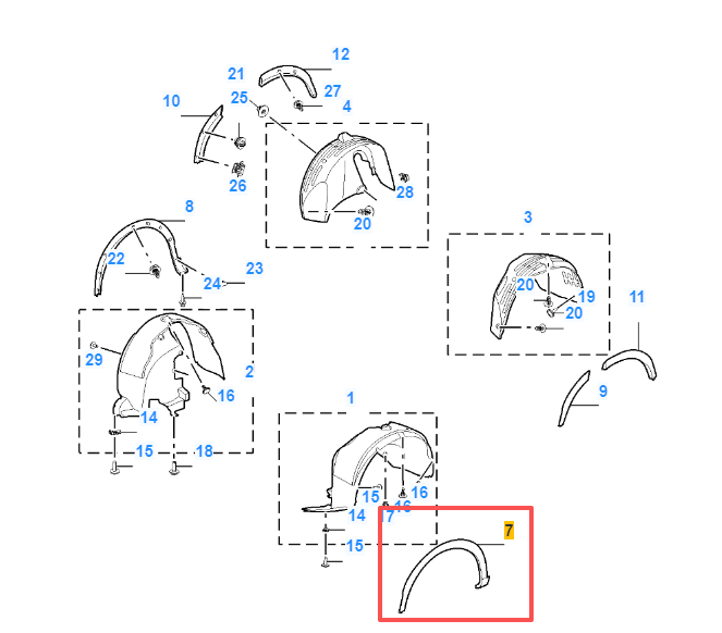 MG HS 2019-2024 Front Left Wheel Arch Moulding Trim