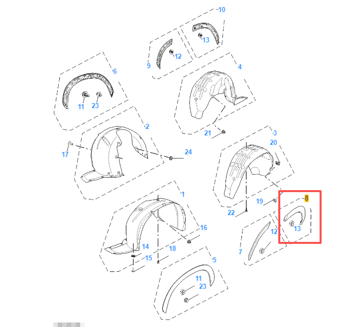 MG HS 2024-2026 Rear Left Quarter Wheel Arch Trim Moulding