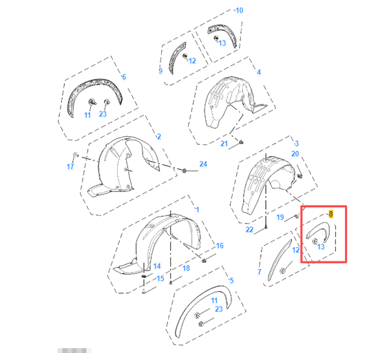 MG HS 2024-2026 Rear Left Quarter Wheel Arch Trim Moulding