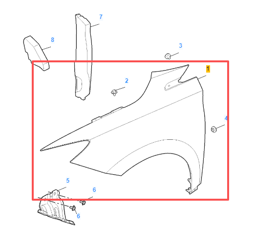 MG4 2022-2026 Left Wing Fender