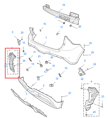 MG4 2022-2026 Rear Left Bumper Bracket
