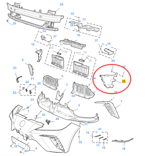 MG 4 SE 2022-2026 Front Left Air Duct Guide