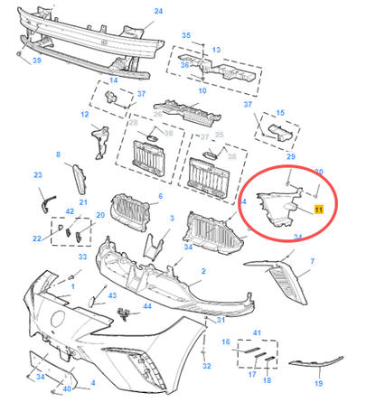 MG 4 SE 2022-2026 Front Left Air Duct Guide