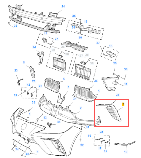 MG4 SE 2022-2026 Front Left Grille Air Cover Foglamp Light Trim