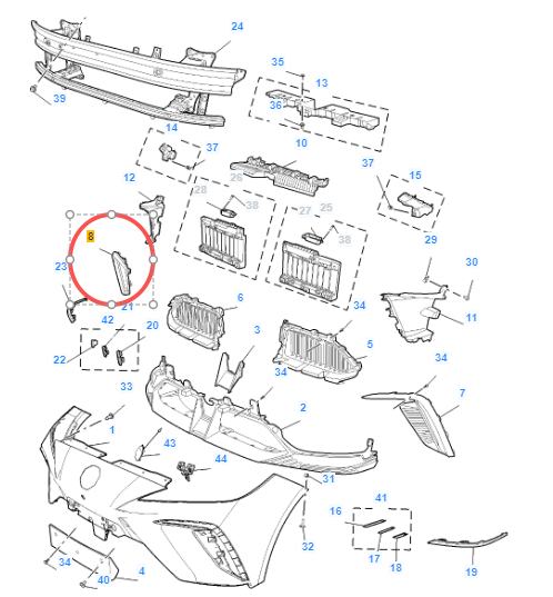 MG4 SE 2022-2026 Front Right Grille Air Cover Foglamp Light Trim
