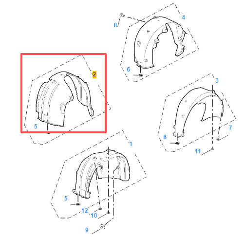 MG4 2022-2026 Front Right Splash Guard Wheel Arch Liner