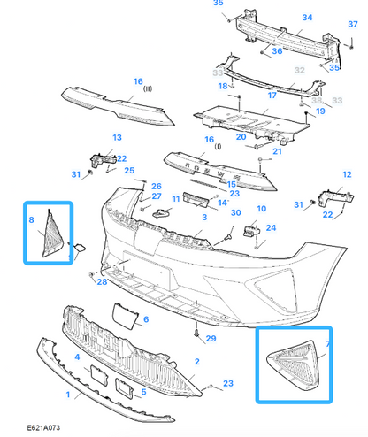 MG 5 TROPHY 2022-2025 Front Right Driver Side Lower Grille RH 10914050