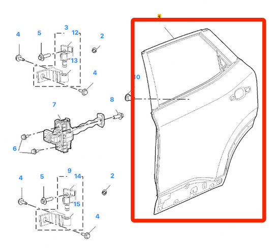 MG HS 2018-2024 Primed Rear Right Driver Side Door Shell Panel RH 10005112-SEPP