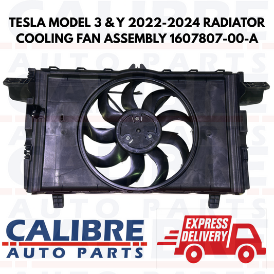 TESLA MODEL 3 & Y 2022-2024 RADIATOR COOLING FAN ASSEMBLY 1607807-00-A