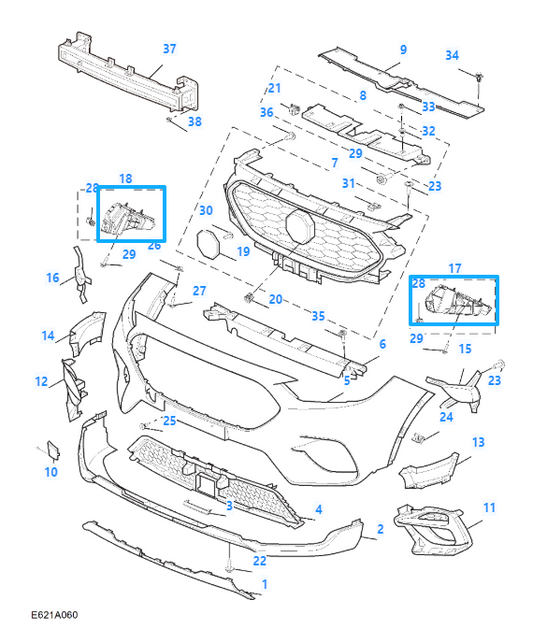 MG ZS 2020-2025 Front Right Driver Side Bumper Bracket Retainer RH O/S