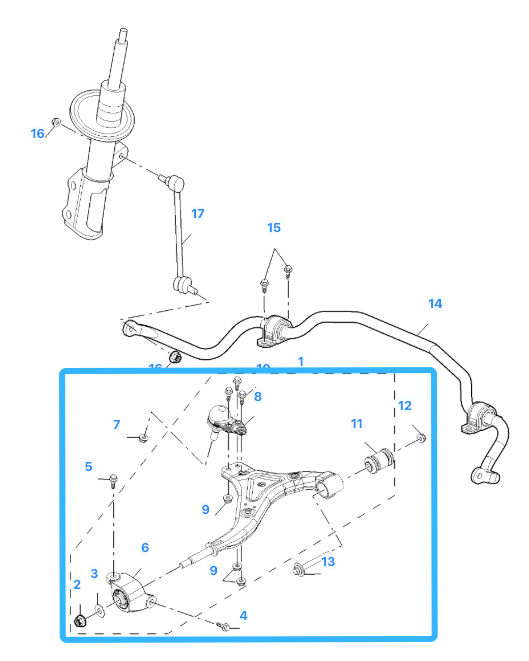 MG HS 2018-2024 Front Lower Left Suspension Wishbone track Control Arm