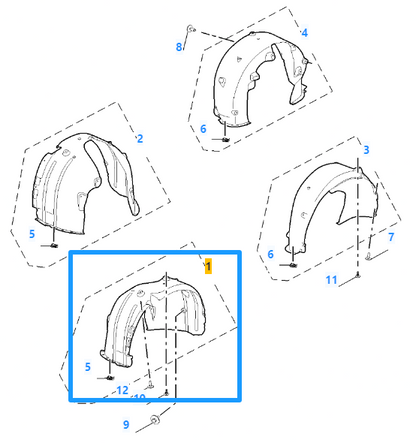 MG 4 2022-2025 Front Left Passenger Side Splashguard Wheel Arch Liner - 11371962