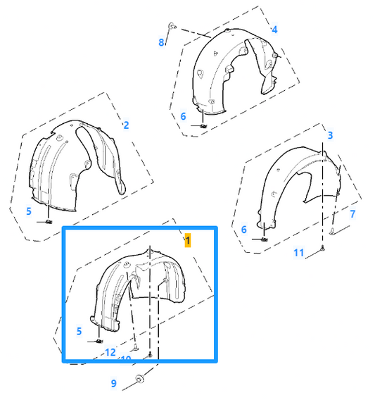 MG 4 2022-2025 Front Left Passenger Side Splashguard Wheel Arch Liner - 11371962
