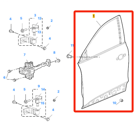 MG HS 2019-2024 Primed Front Right Driver Side Door Shell Panel O/S
