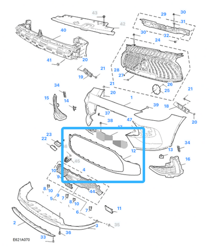 MG HS TROPHY & SE 2019 - 2024 Front Bumper Central Grille Moulding -10947210
