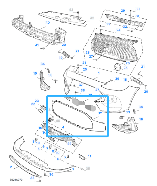 MG HS TROPHY & SE 2019 - 2024 Front Bumper Central Grille Moulding -10947210