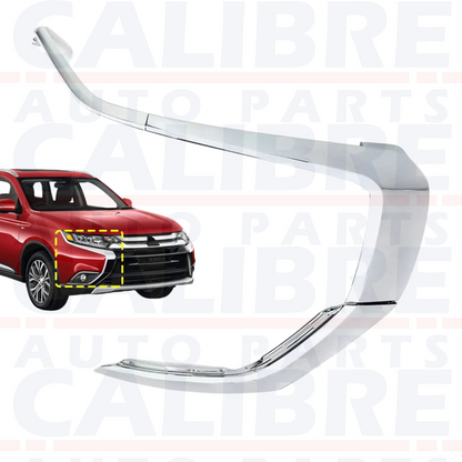 Mitsubishi Outlander 2015-2022 Chrome 3Pcs Left Side Front Bumper Moulding Trim
