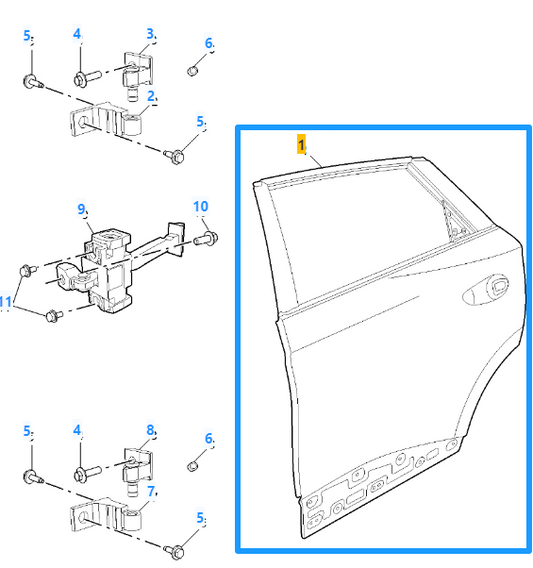*GENUINE* MG 4 Primed Rear Right Driver Side Door Shell 2022-2025  10936228-SPCP