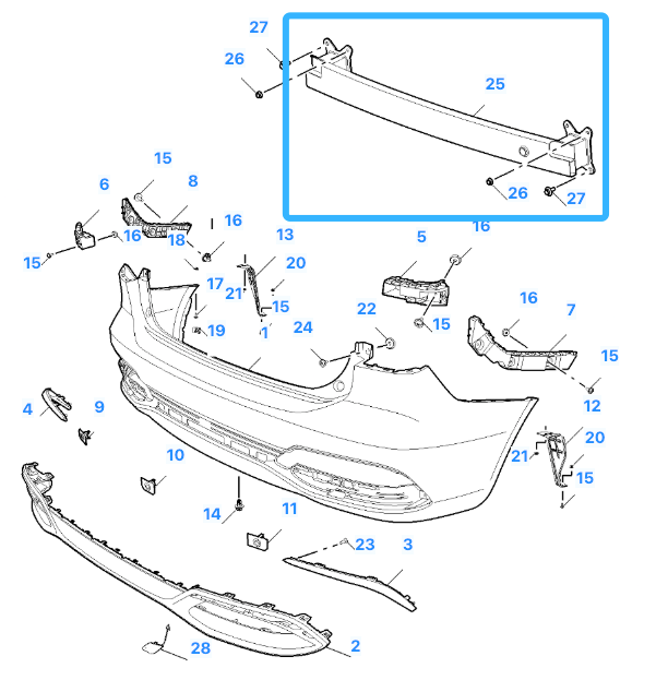 MG 5 Excite & Exclusive & Trophy 2020 - 2024 Rear Bumper ReinForcement Crash Bar