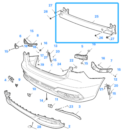 MG 5 Excite & Exclusive & Trophy 2020 - 2024 Rear Bumper ReinForcement Crash Bar