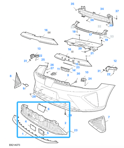 MG 5 TROPHY FACELIFT 2023 - 2024 Front Lower Central Grille With Radar 10854292