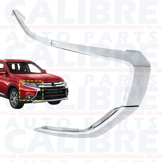 Mitsubishi Outlander 2015-2022 Chrome 3Pcs Left Side Front Bumper Moulding Trim
