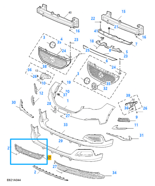 MG ZS 2017-2021 Pre-Facelift Front Bumper Lower Air Intake Grille - 10361127