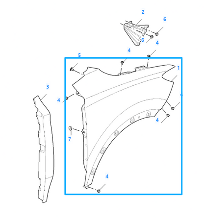 MG ZS 2017-2025 Front Left Passenger Side Primed Wing Fender Panel