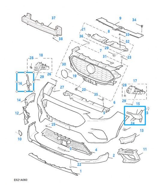 MG ZS 2020-2024 Front Bumper GLoss Black Right Driver Side Fog Lamp Cover