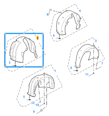 MG 4 2022-2025 Front Right Driver Side Splashguard Wheel Arch Liner - 11371961
