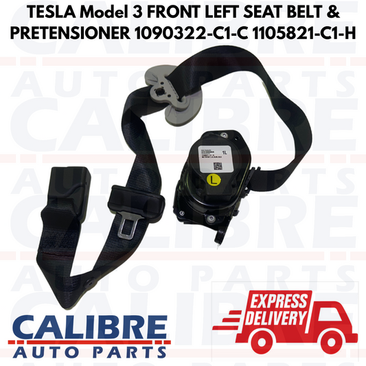 TESLA Model 3 FRONT LEFT SEAT BELT & PRETENSIONER 1090322-C1-C 1105821-C1-H