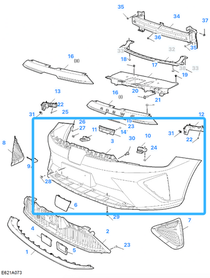 MG 5 TROPHY 2022-2025 Black Primed Front Bumper Fascia Skin - 10859360