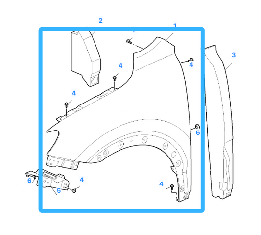 MG HS 2019-2024 Primed Front Left Passenger Side Wing Fender Panel