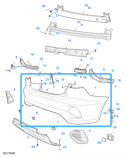 MG 5 TROPHY 2022-2025 Black Primed Rear Bumper Fascia Skin - 11068669