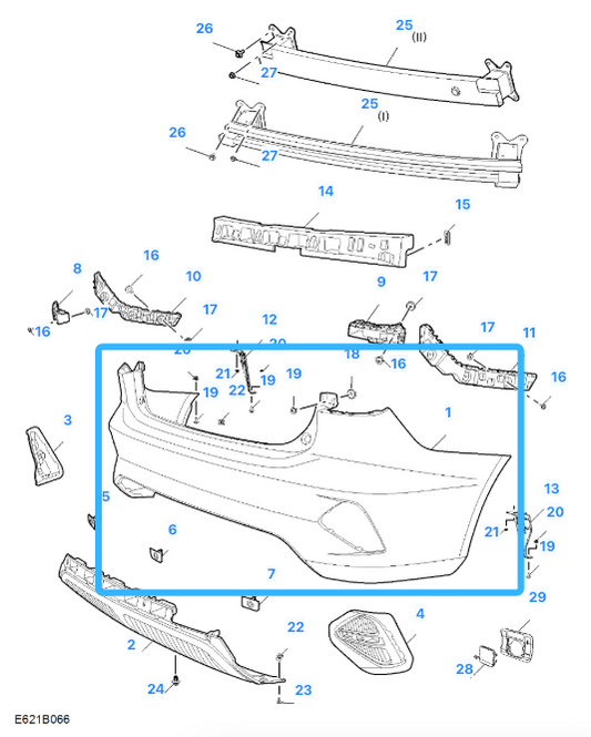 MG 5 TROPHY 2022-2025 Black Primed Rear Bumper Fascia Skin - 11068669