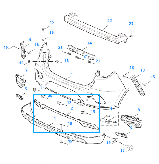 MG ZS 2020-2023 Petrol Rear Bumper Lower Spoiler Trim - 10639340